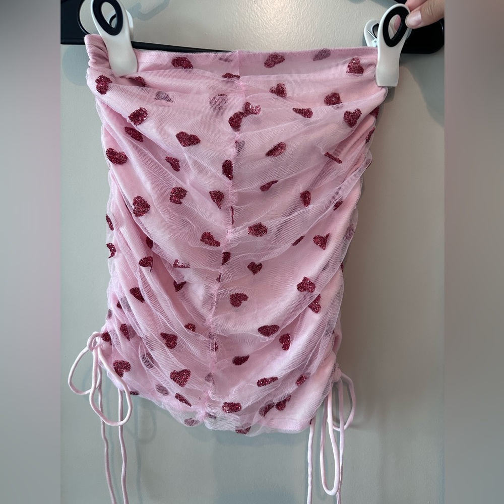 Beginning Boutique Pink Mini Skirt with Hearts
